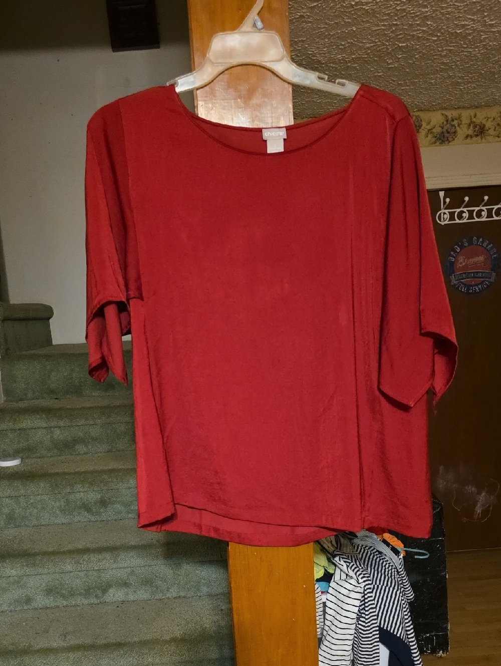 Chico's Deep Red Short-Sleeve Boxy Top